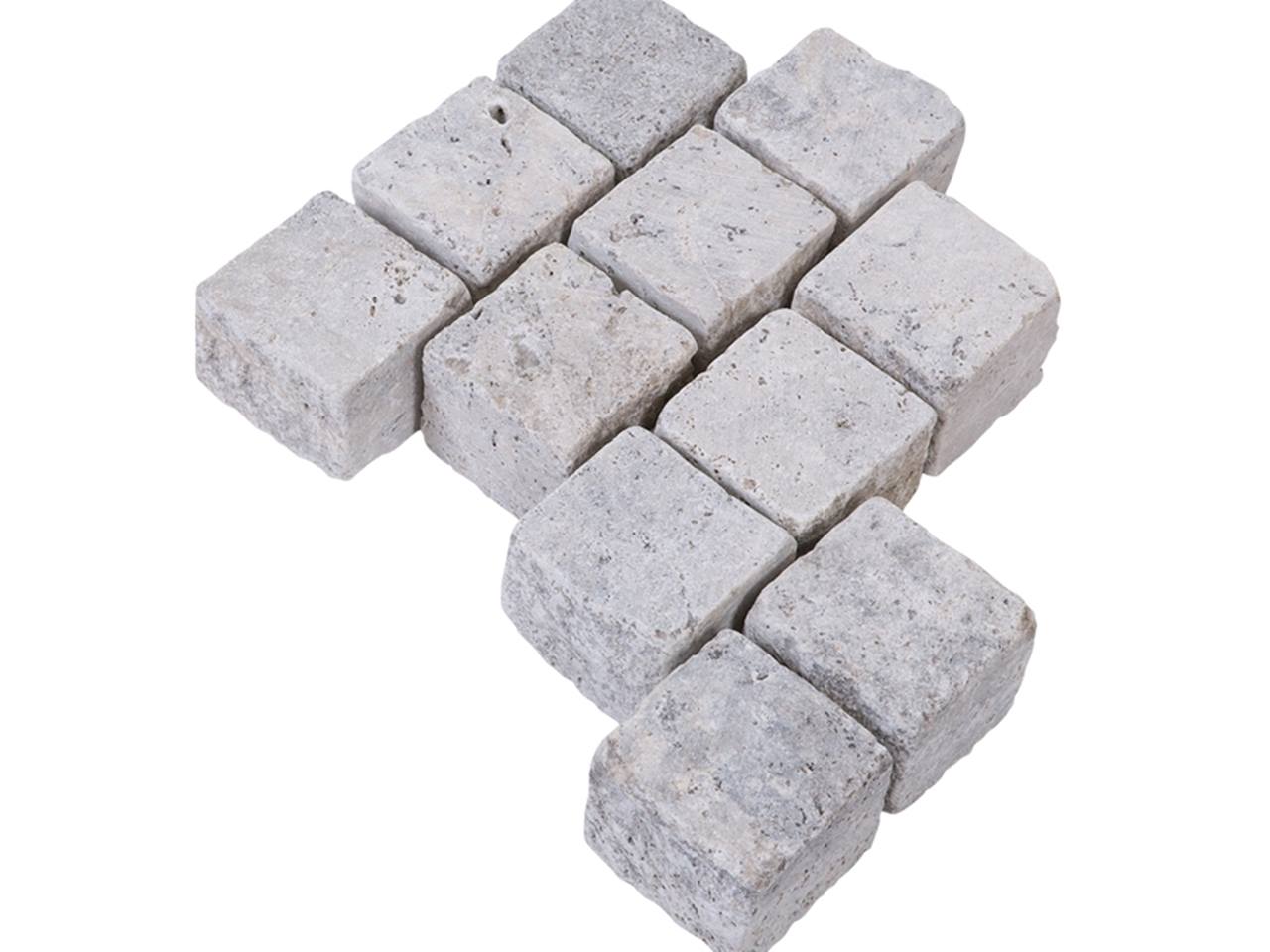 Travertin Pflastersteine 10x10x8 Silver jonastone